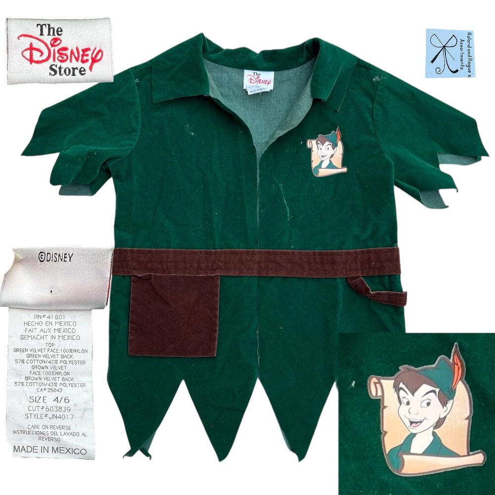 The Disney Store Peter Pan Dress-up Costume Kids Sz 4/6 As-Is